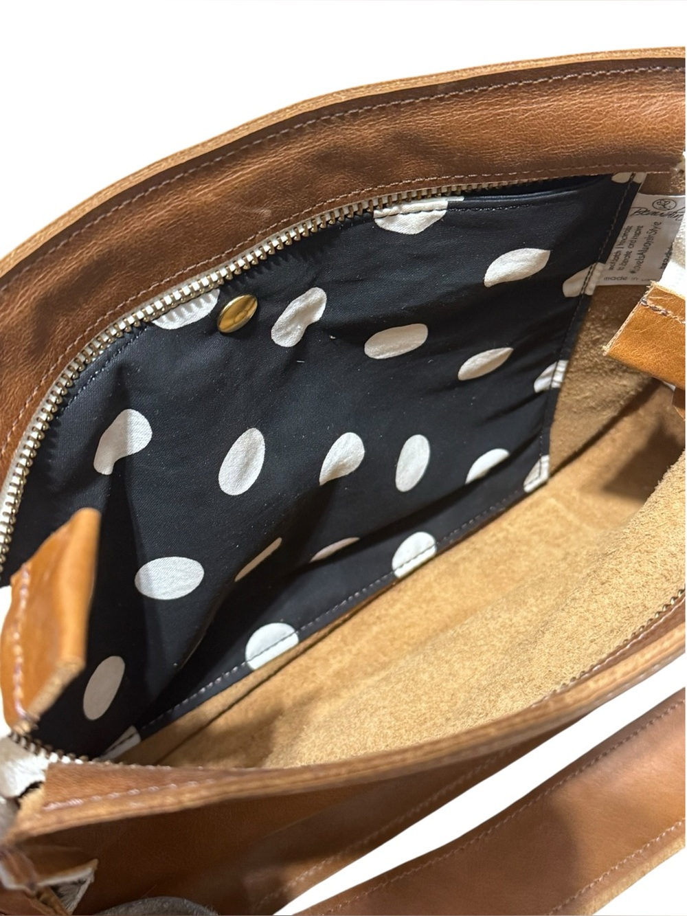 Handmade Genuine Leather Cow Hair Crossbody Bag Cognac $201 Retail NWT - Picture 15 of 16
